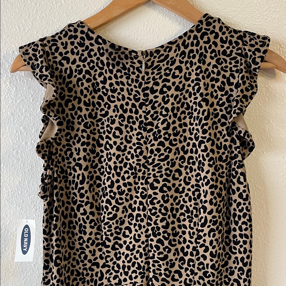 Old Navy Leopard Print Midi Dress Sleeveless Ruffle NWT M - Picture 7 of 8